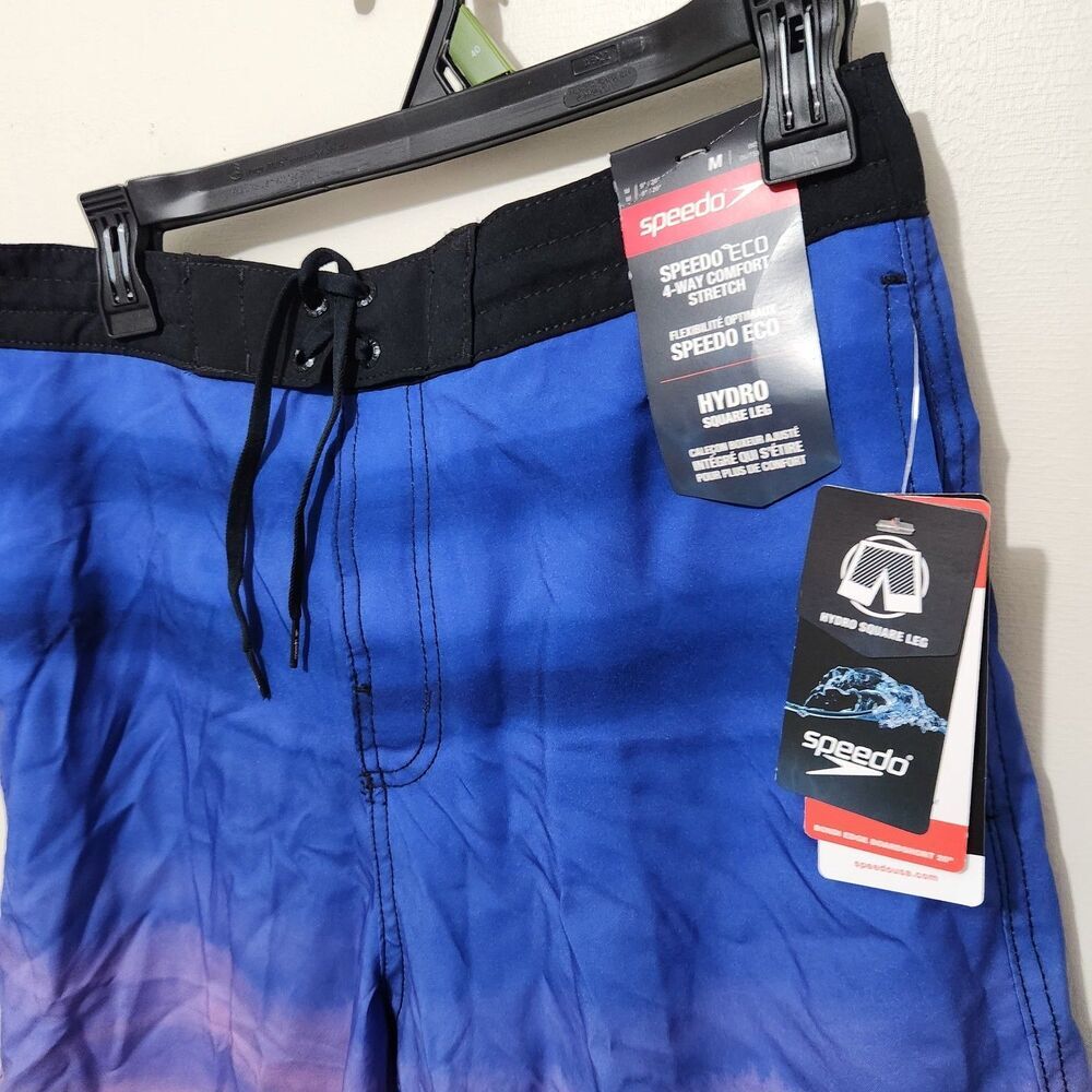 Speedo Mens Swim Trunks Size Medium Hydro Square Leg 4-way Comfort Stretch - Picture 3 of 12